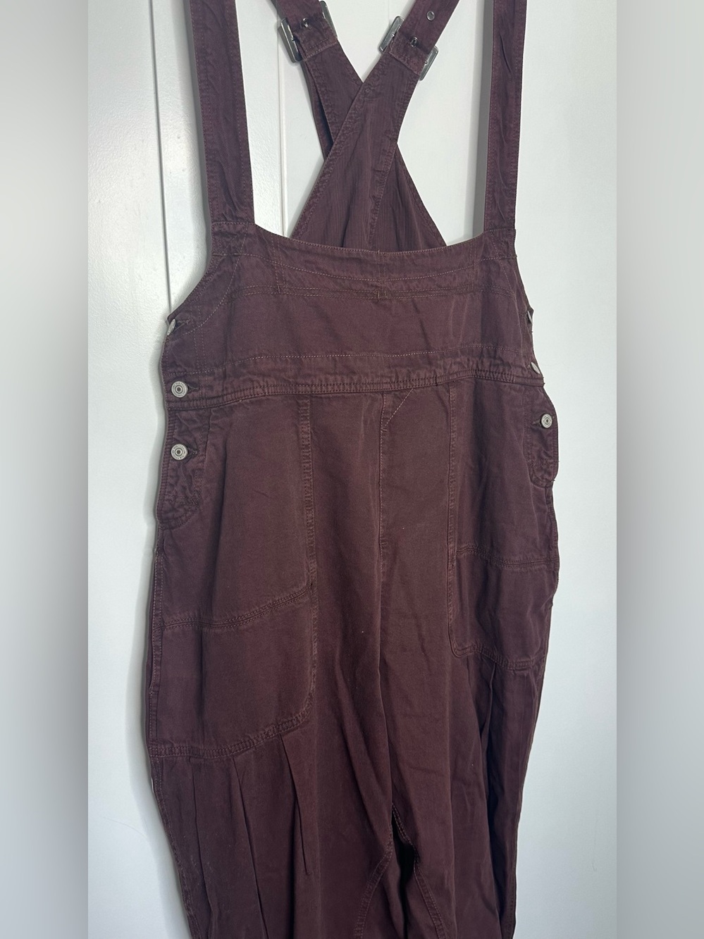 Free People We The Free Felix Tapered Overalls Large brown Jumpsuit barrel leg - Picture 6 of 15